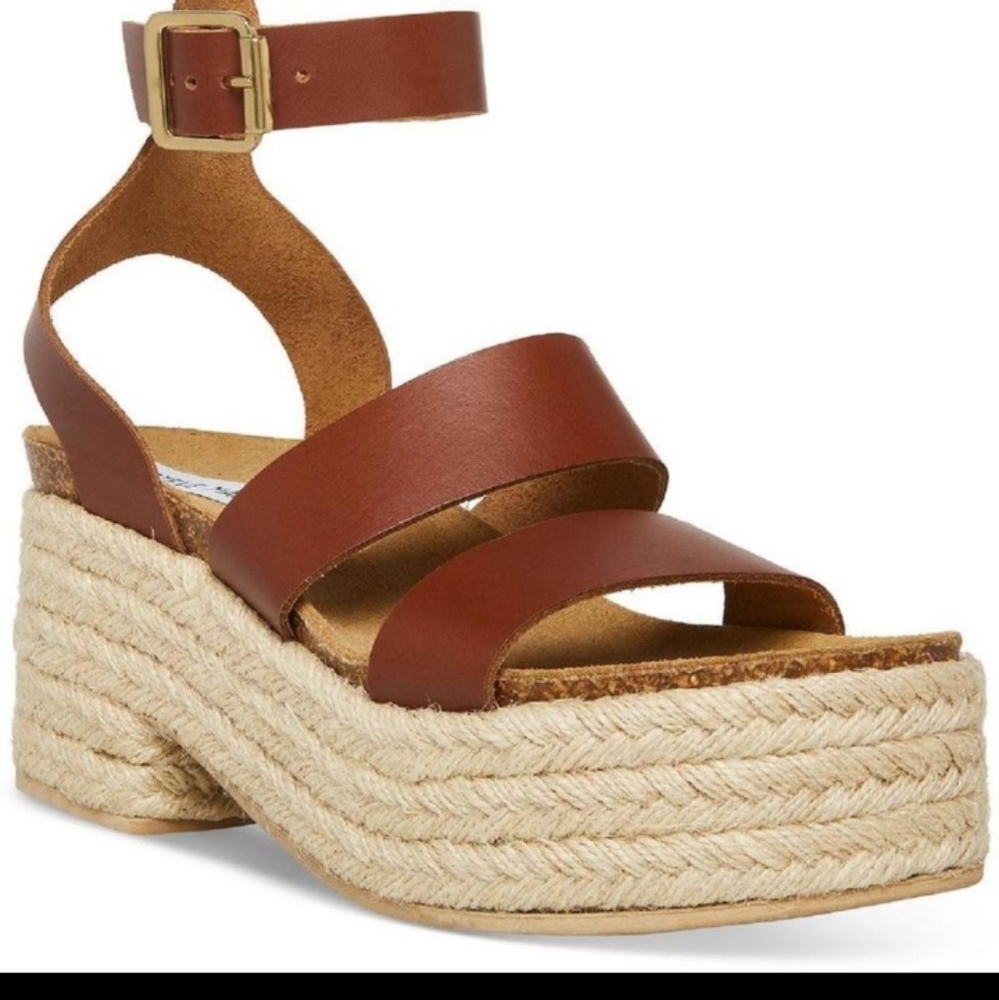 NEW Steve Madden Sandals Kelton Brown Leather Platforms sz 8